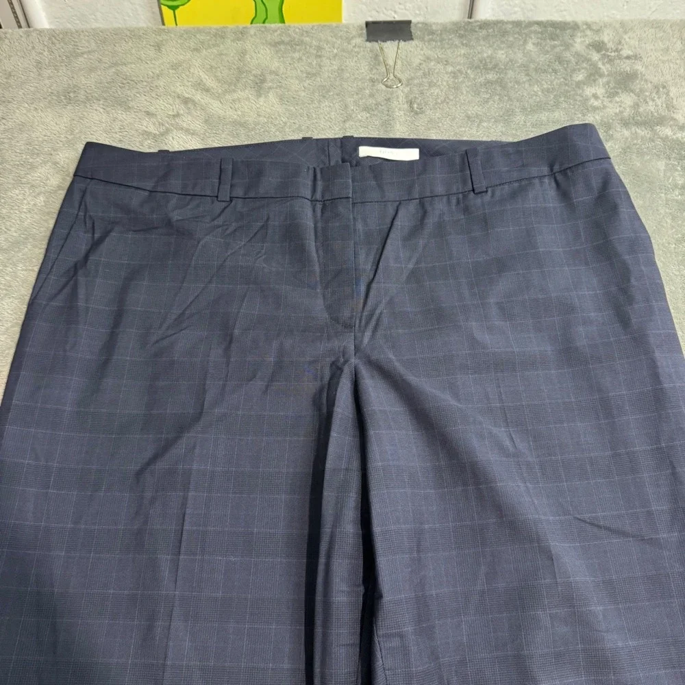 Hugo Boss Mens Navy Blue Glen Plaid 100% Virgin Wool Cuffed Dress Pants 38x23.5